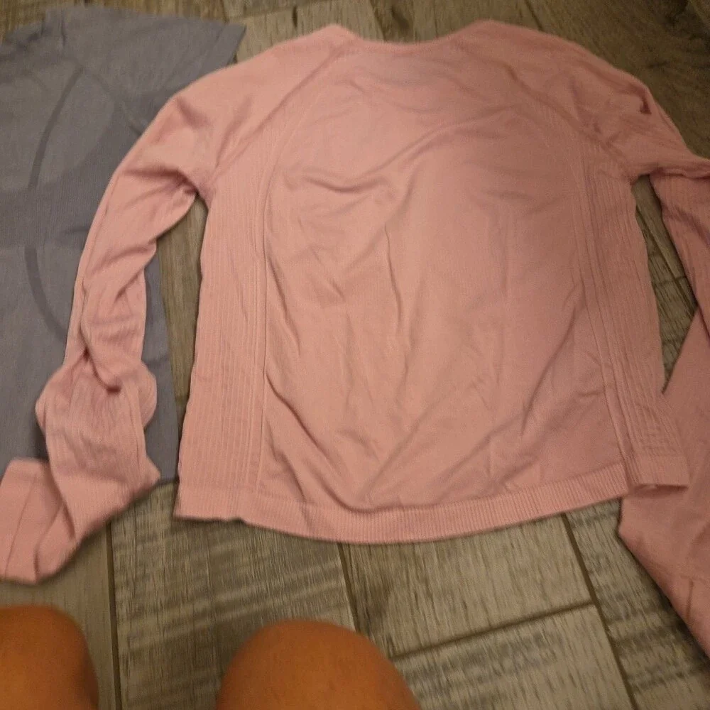 Kids Long Sleeve Pink Top & Short Sleeve Gray Active Tee